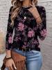 2026 New Women's Fashionable Long-Sleeved T-Shirt with Retro Floral Pattern, Perfect for Everyday Wear and Stylish Outfits