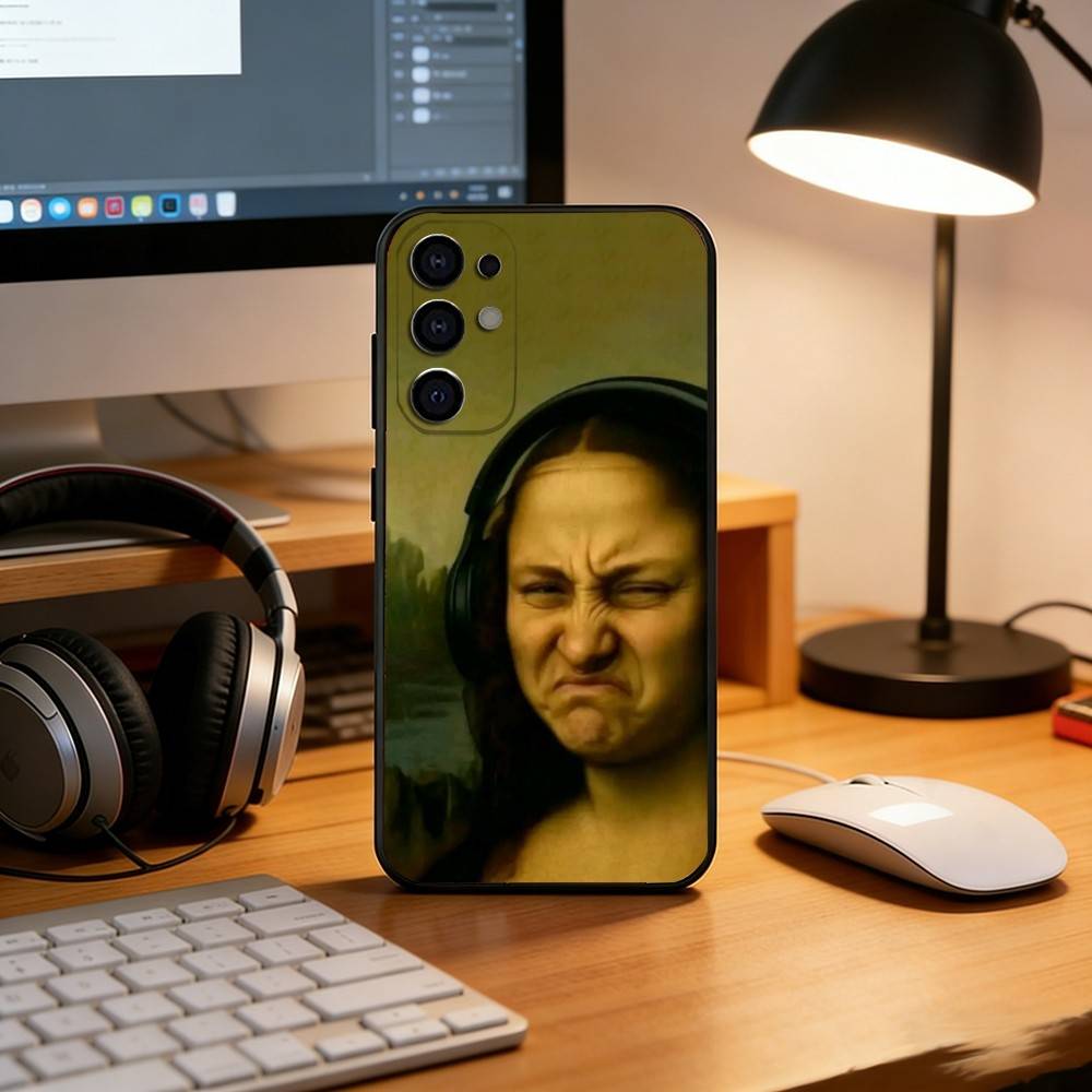 A ridiculous Mona Lisa meme  Phone Case Black Silicone Soft For Samsung S25,S24,S21,S22,S23,S30,Ultra,S20,Plus,Fe,Lite