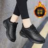 Autumn and winter velvet warm shoes leather surface waterproof and non-slip shoes black long standing feet casual shoes