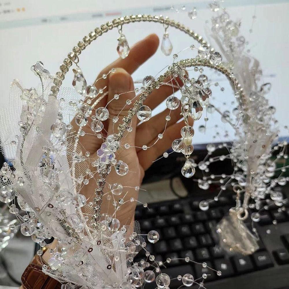 Shining Crystal Hair Hoop Flowers Fringed Bridal Headdress Fashion Head Chain  Wedding Jewelry Set
