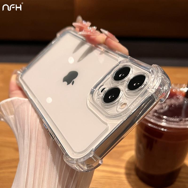 For iPhone 15 Pro Max Luxury Transparent Protective Armor Silicone Phone Case For iPhone 11 12 13 Xs Xr 14 16 Plus Acrylic Cover