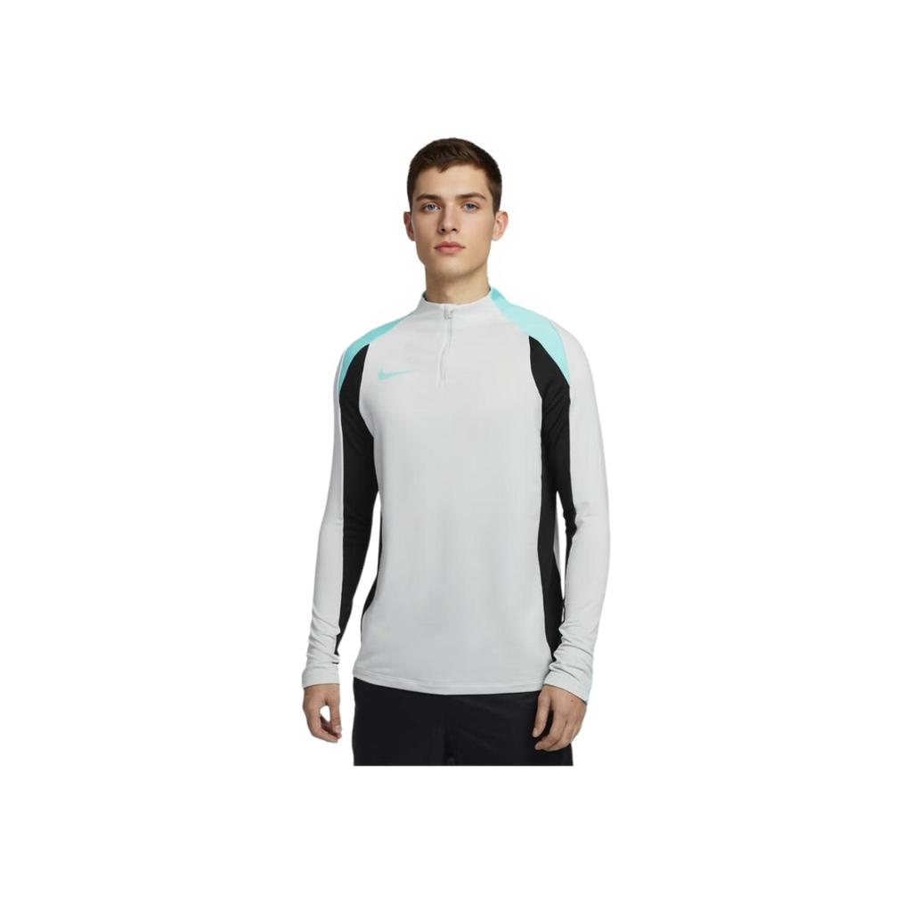 Nike Dri-Fit Strike Fashion Comfortable Versatile Long Sleeve Football Shirt Men Tops Dust-Light Black Vibrant-Blue FN2404-025