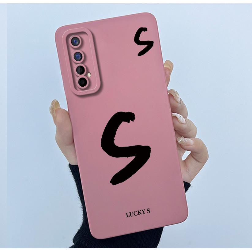 For Realme 7 RMX2155 7 Pro RMX2170 Casing Cover Lucky Initial Letter Soft Silicone Matte Phone Case for Realme7 RMX2151 shell