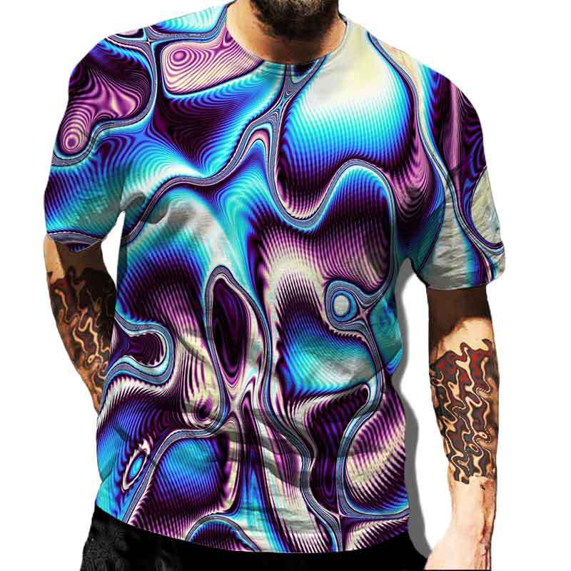 Geometric Shape Creative Design Colorful Vortex 3D Printed T-shirt Casual Street Men's T-shirt
