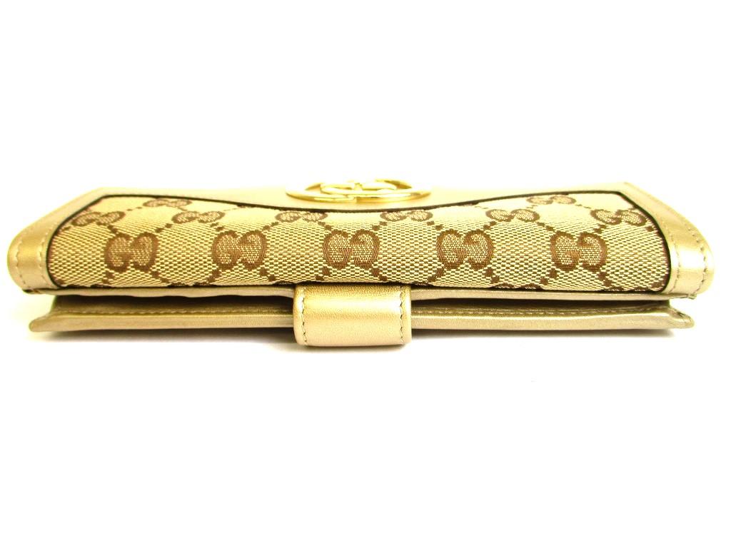 Authentic GUCCI GG Brown Canvas Beige Leather Soho Long Wallet #9499  Refurbished