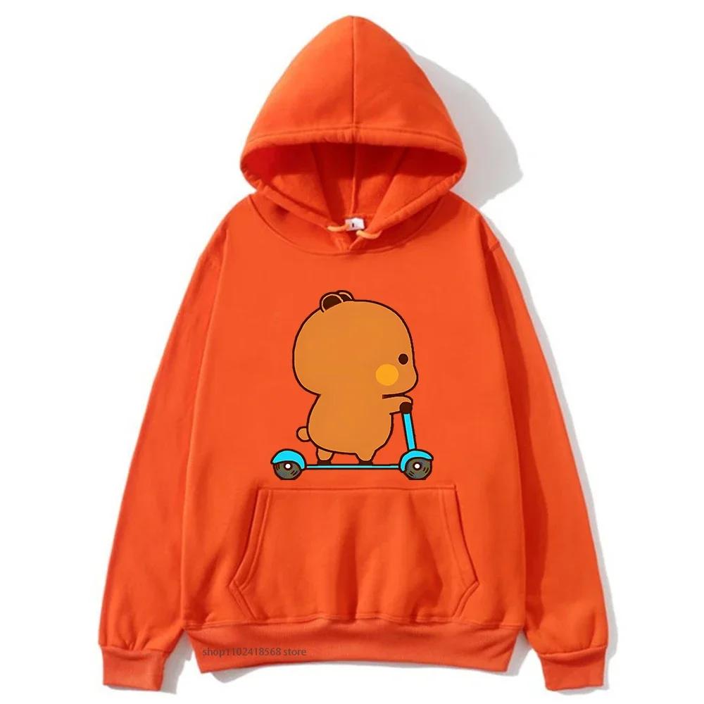 Cute Couple Hoodie Cute Bubu and Dudu Are Playing Scooter Together Sweatshirts Hooded Men's Clothes Women Panda Bear Top