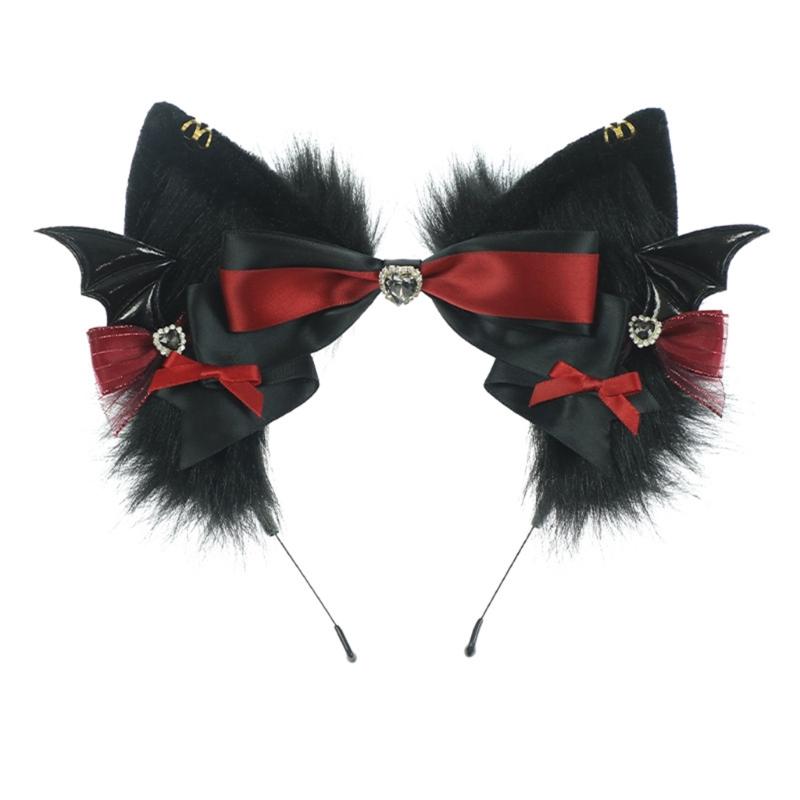 Cats Tail Lovely Cats Ears Hairband Plush Wolf Tail Halloween Party Costume Accessories for Adult Woman Man