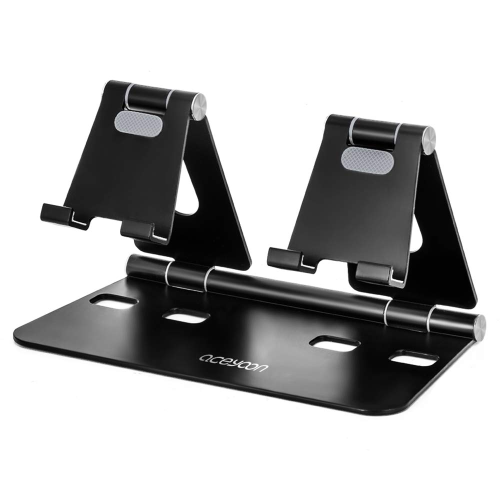 

aceyoon Foldable Tablet Stand for Desktop Holder with Adjustable Angle for Premium Lightweight Fits Inch Holds Two Compatible with and Nintendo Switch