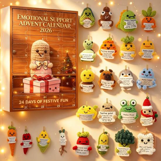 Unique Holiday Gift Emotional Support Advent Calendar, 24 Day Countdown Box with Ritualistic Unboxing Experience Inspirational Quote Acrylic Pendants,