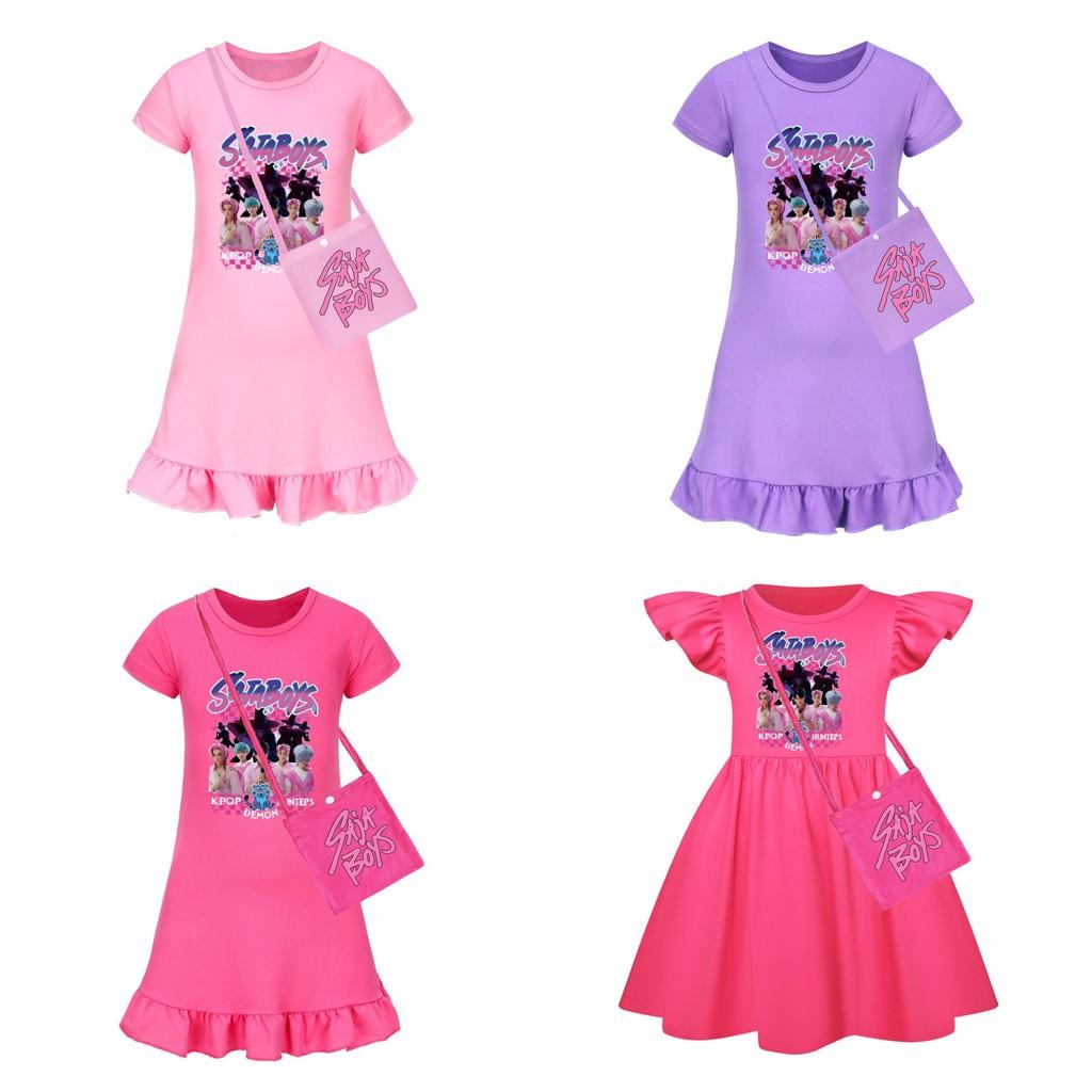 Hunters Kpop Demon Short Sleeves Sleep Dress For Kids Bedroom Clothing Gift