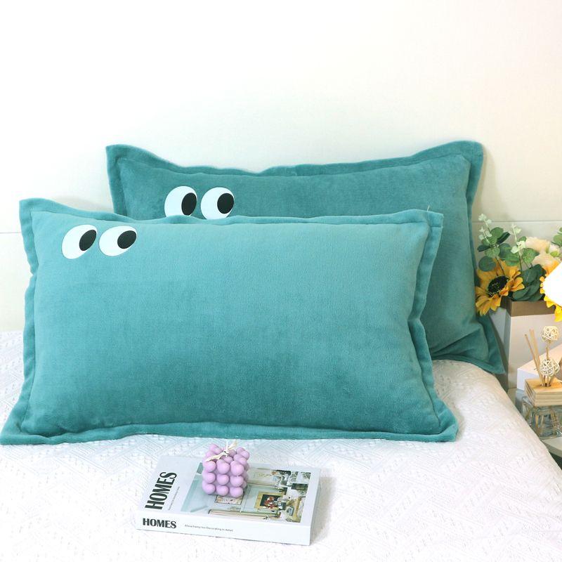 Pillowcase Milk Fiber Embroidery 48x74cm Winter Warm Soft Comfortable Fluffy Plain Home Household Textile Pillow Cover Couples
