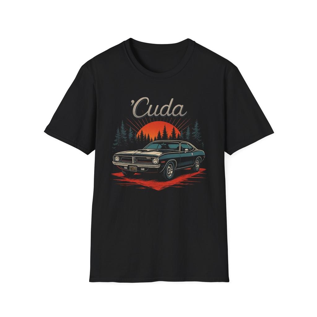 1971 'Cuda Muscle Car T-Shirt Sunset Forest Classic Tee