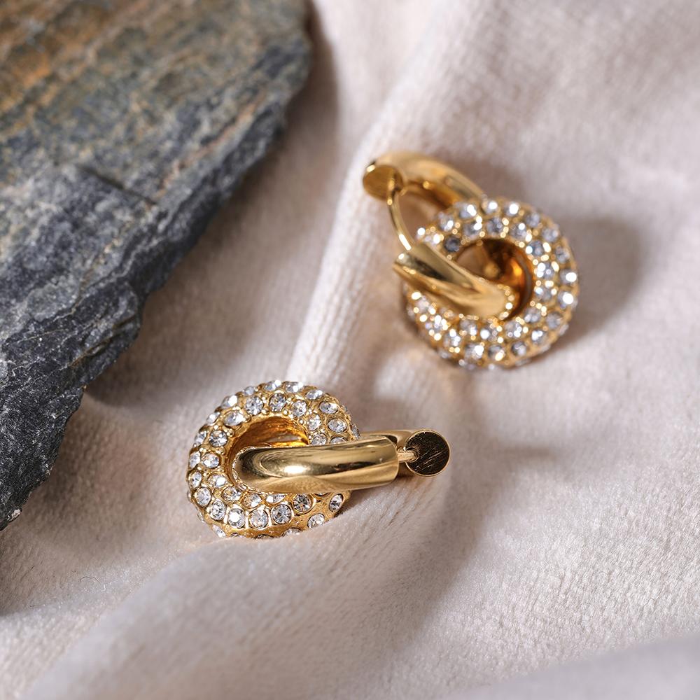 Eetit Нежные блестящие круглые серьги с кубическим цирконием из нержавеющей стали 18 — фото 9