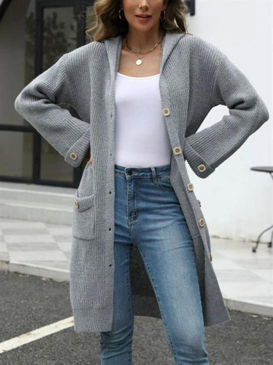 2025 Autumn/Winter Women's V-neck European & American Knit Cardigan - Loose Solid Color.