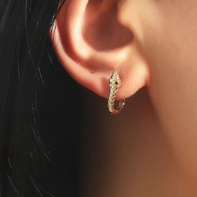 Boucles d'oreilles Punk couleur or, bijoux de fête en forme de serpent Animal, petites boucles d'oreilles créoles à la mode pour femmes