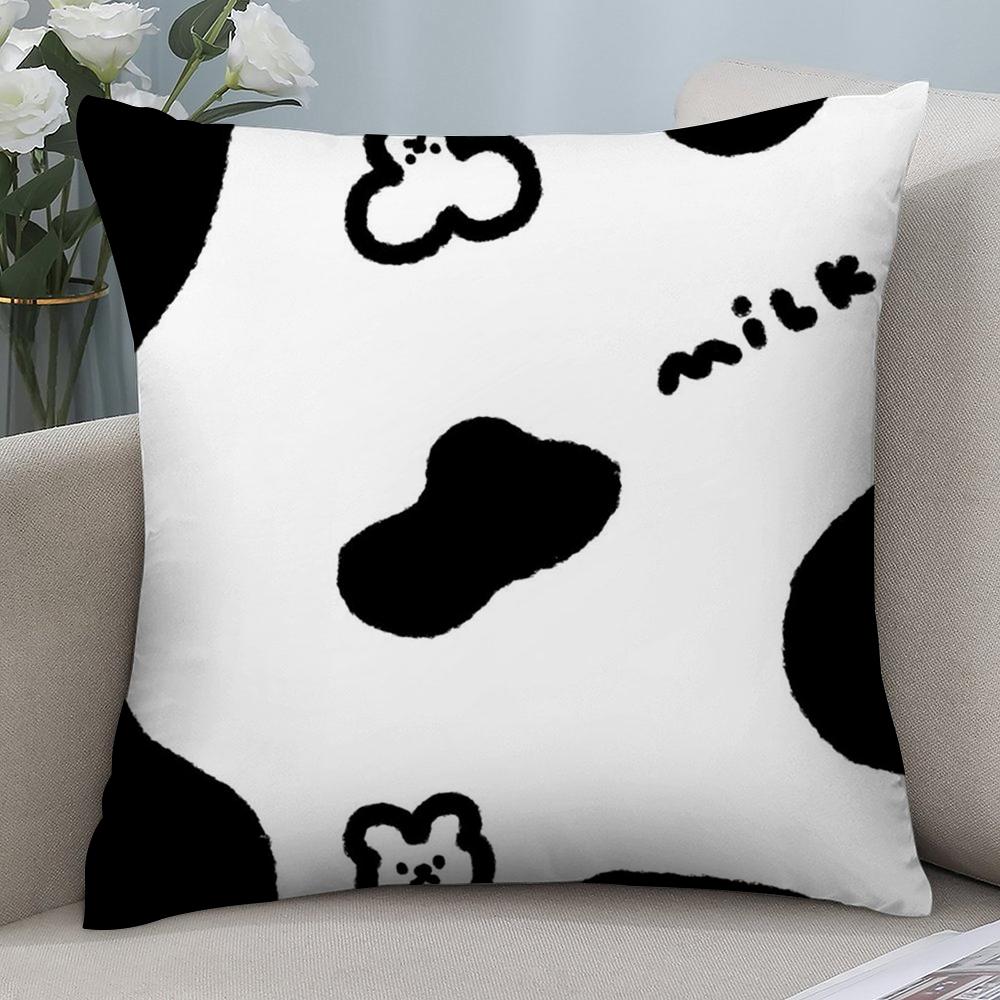 Advanced Black White Pillow Case Short Plush Sofa Decorative Gift Home Double-sided Printing Cushion