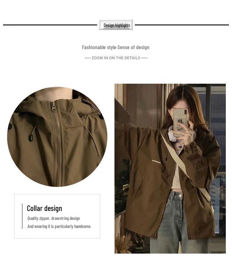 Girls' American-Style Sporty Mountaineering Jacket - Versatile, Loose Fit for Spring and Autumn