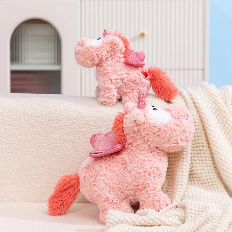 Cute Pink Unicorn Plush Toy Kawaii Stuffed Animal With Glitter Wings Soft Fluffy Big Eyes Unicorn Plushie Girls Birthday Gift