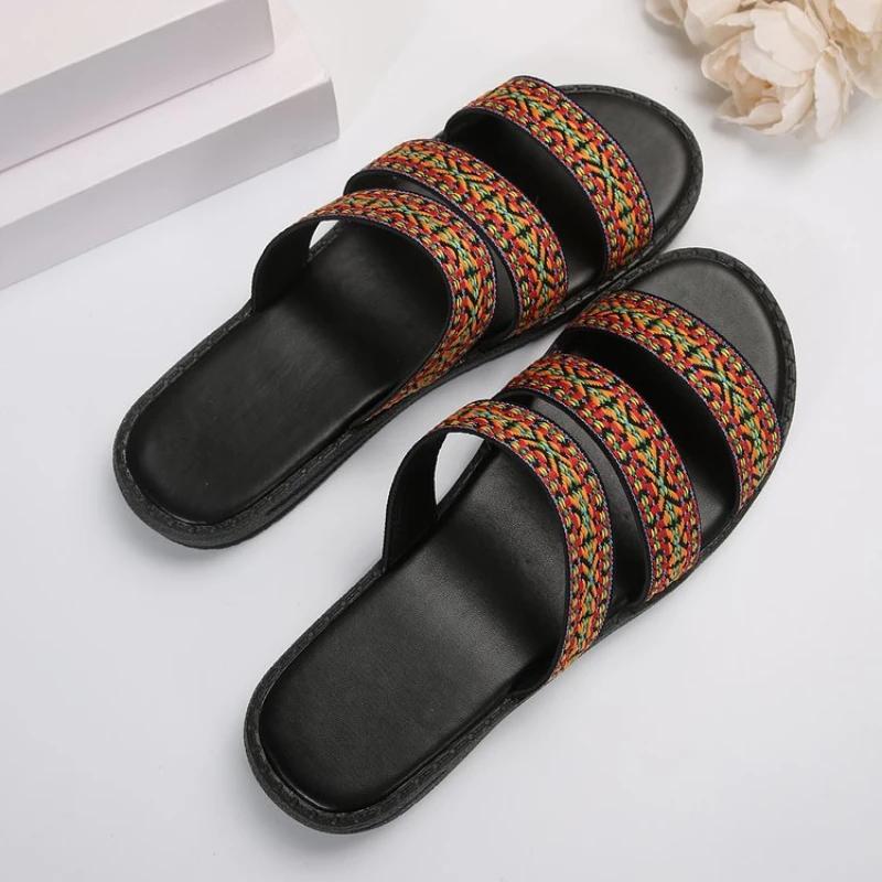 Camouflage Tape Buckle Casual Flat Thick Sole Slippers Women Open Toe Platform Sandals Summer Outdoor Vacation Shoes Unisex
