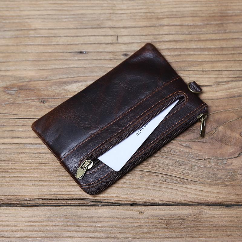 NZPJ Leder Münzen, Geeignet für Männer, Frauen, Mini Reißverschluss Geldbörsen, Kleine Portemonnaies, Damen Portemonnaies, Erste Schicht Rindsleder Herren Kartenhalter