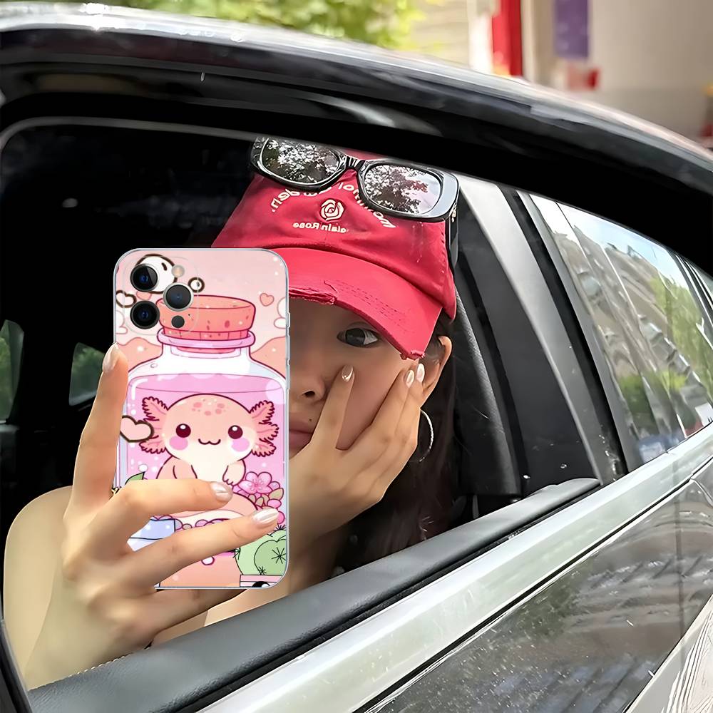 Cartoon Axolotl Cute Transparent Soft Phone Case For IPhone 15 12 14 16 17 13 Plus 11 Pro Max 13 Pro