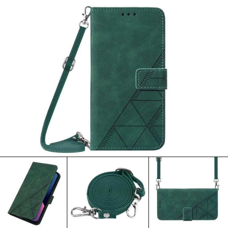 

For OPPO Realme 7i / C17 Crossbody 3D Embossed Flip Leather Phone Case For OPPO Realme 7i / C17 темно-зелений колір