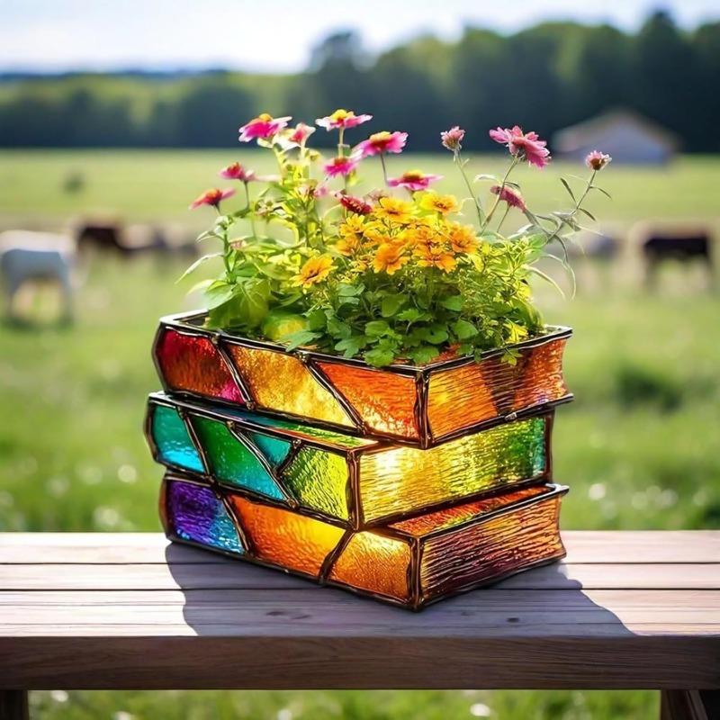 

Стопка книг Цветочные горшки Украшения для дома и украшения 3 layers