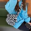 New Bag Winter Retro Large Capacity Canvas Bag Side Backpack for Women Zebra Pattern Plush Shoulder Crossbody Bag