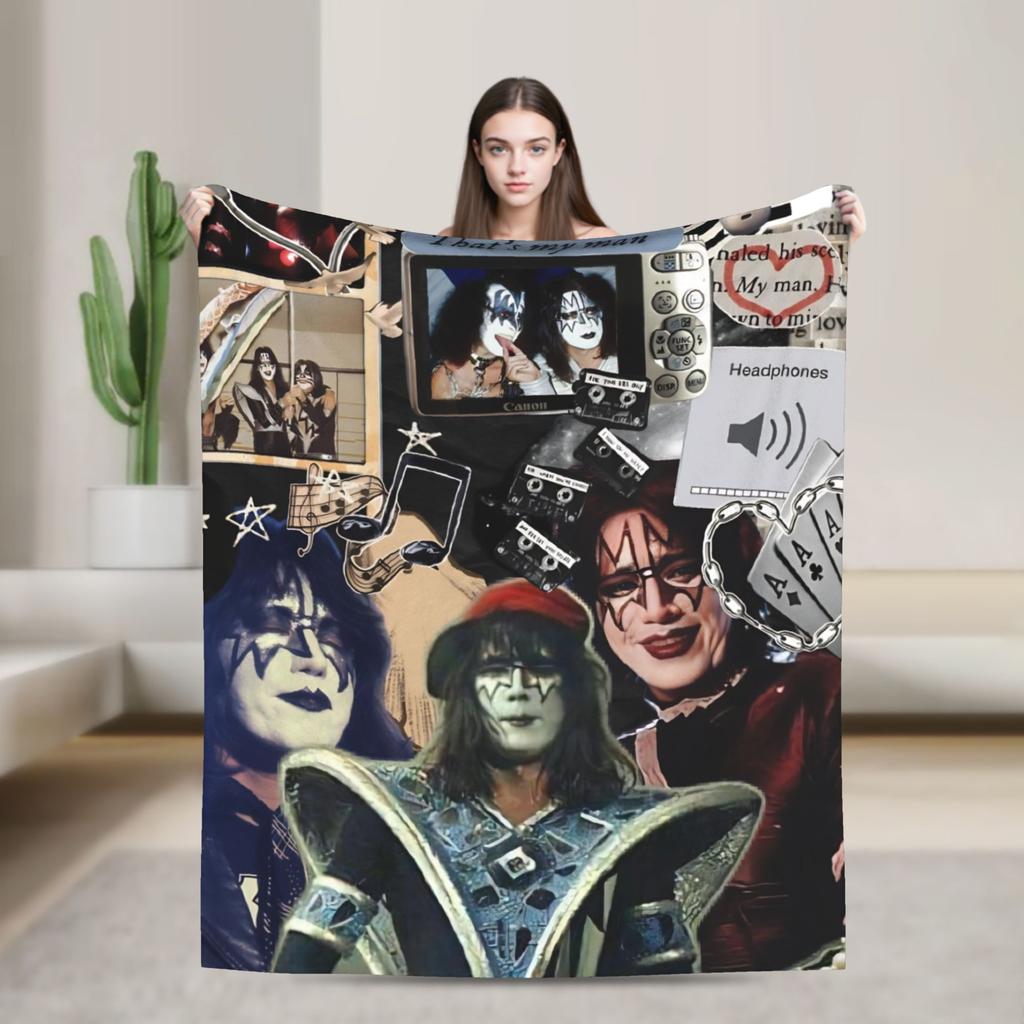 Vzpomínka na Ace Frehleyho 1951-2025 Flanelová deka Měkká teplá přehozová deka do ložnice Dekorativní Zábavná přehoz na postel Potah na pohovku