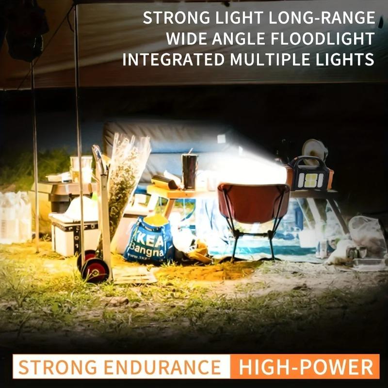 Solcelleladbar Lommelykt Høy Lumen Bærbar Arbeidslys 4 Moduser Powerbank Strømdisplay for Utendørs Camping Nødsituasjon