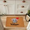 Cartoon Elephant Welcome Print Doormat Cute Animal Pattern Entry Mat Household Entrance Decor Front Door Rug
