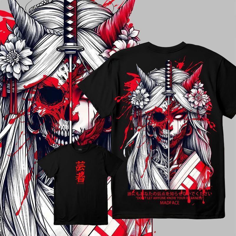 3D Printed Skeleton Beauty T Shirt For Men Japanese Knife Pattern T-Shirts Summer Fashion O-Neck Loose Tops Short Sleeve Tees XXS