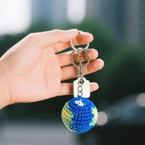 Thickened Metal Ring Crochet Ball Charm Pendant Necklace Plush 1 Pc