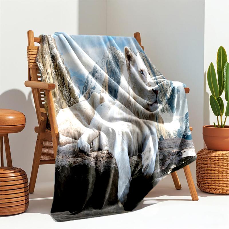 1PC cartoon tiger printed blanket, all season lightweight home office outdoor nap multifunctional blanket A6