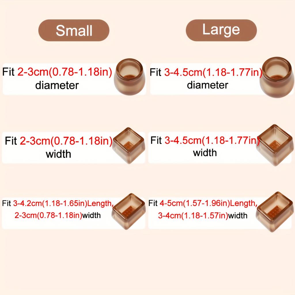 Upgrade Thick Super Wearproof Anti-Slip Granule Chair Leg Caps - Fit 0.79-1.18inch To 1.57-1.97inch Diameters and Widths - Plastic -Silent and Durable