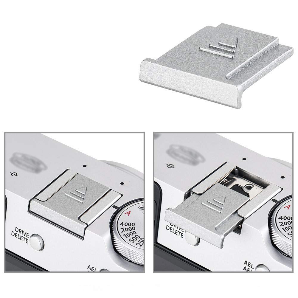 JJC Hot Shoe Covers for Fujifilm X Half GFX 50S Silver (4-Pack) GFX100RF, X-M5, X-E5, X100VI, X-T50, X-T5, X-H2, X-H2S, X-E4, X-S10, X-T4, X-T3, X-T2,