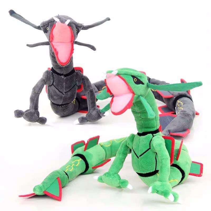 80cm Poseable Rayquaza Plush Doll - Green and Black Sky Dragon with Skeleton