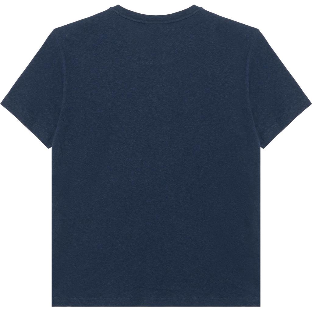 Emporio Armani Letter Embroidered Round Neck Pullover Short Sleeve T-Shirt Men Tops Navy-Blue 211818-4R485-06935