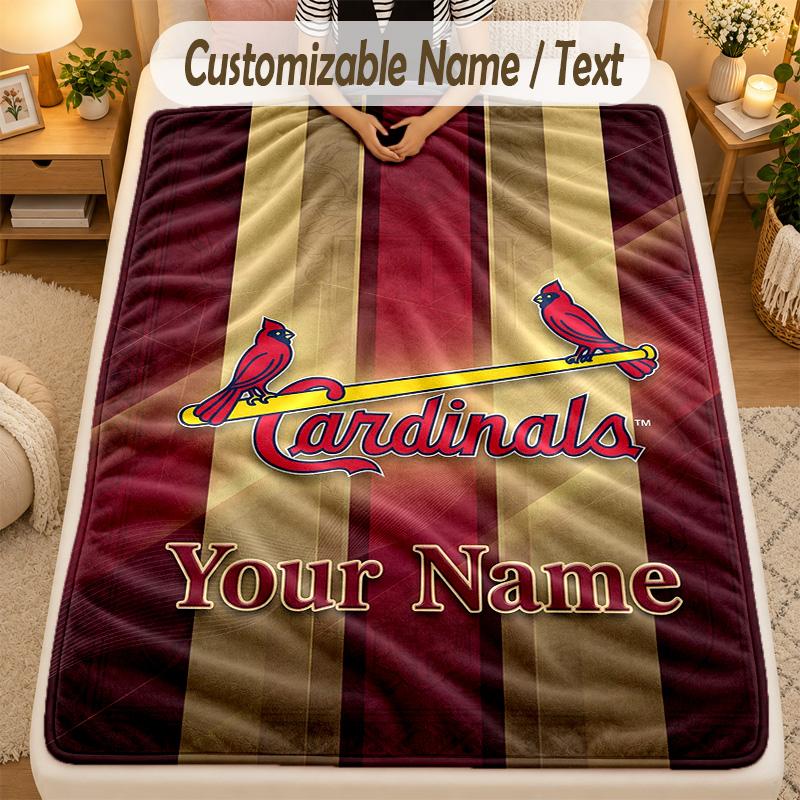 Flannel BlanketSt. Louis Cardinals Custom Name Text Personalized Soft Warm Throw Blanket Home Decor Gift