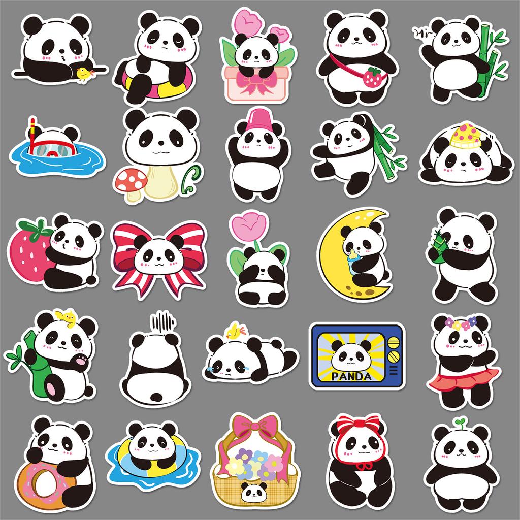 50 Original Panda Graffiti Cartoon Cute Animals Creative Decorative Cups Mobile Phone Case Computer Stickers