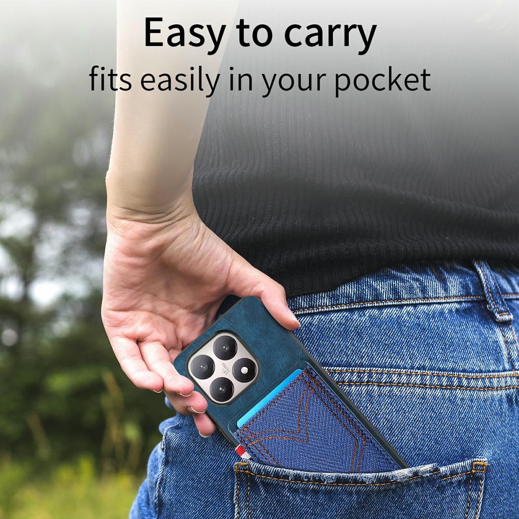 For Xiaomi 15T Case Retro Jean Cloth Texture Leather Back Phone Cover with Card Holder