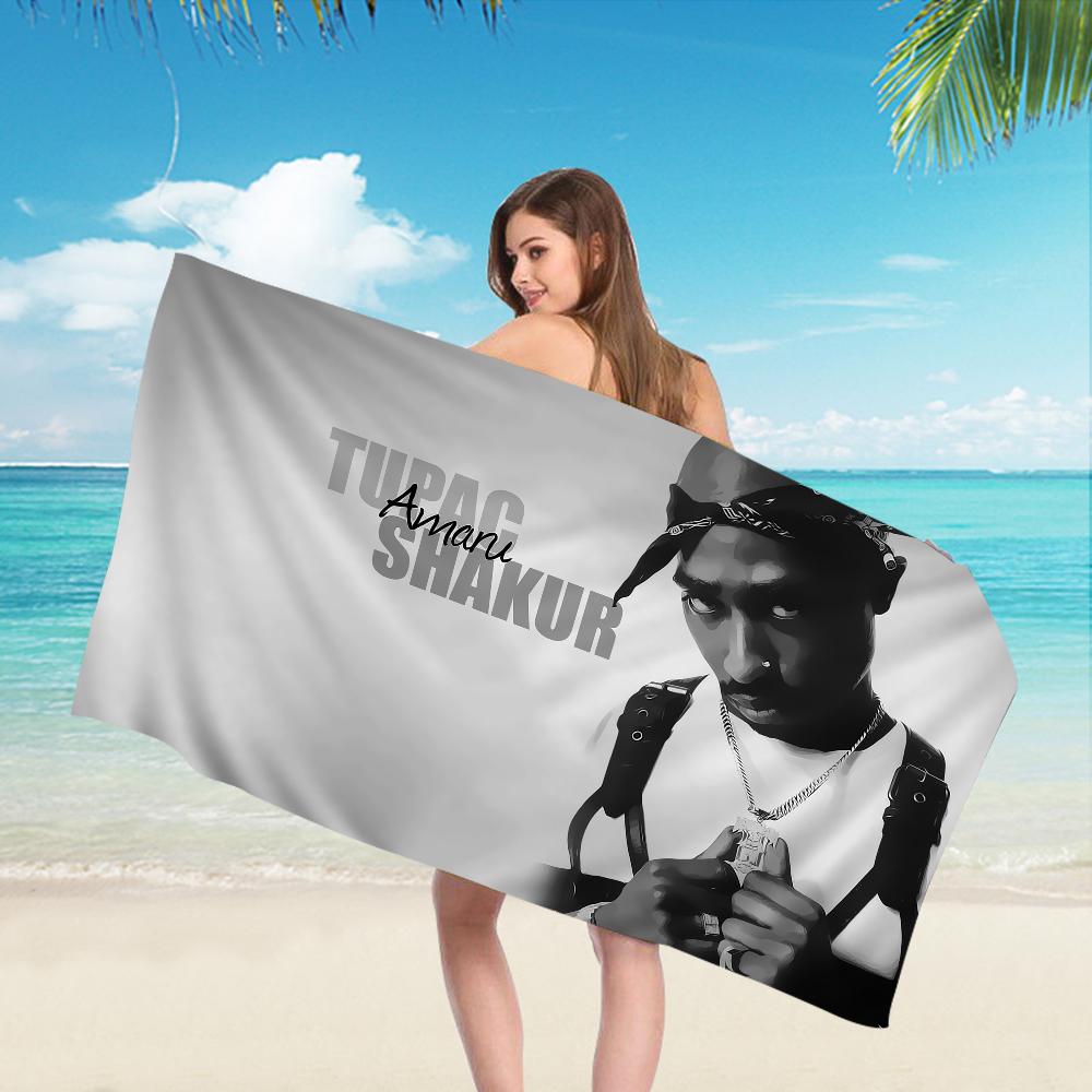 2PAC hip -hop singer Microfiber Beach Towel Absorbent Quick dry Soft Yoga Swimming Resort Mountain Climbing Towel
