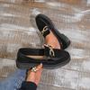 Platform Loafers Small Leather Shoes Women's Fall 2025 New Metal Thick Heel Single Shoes