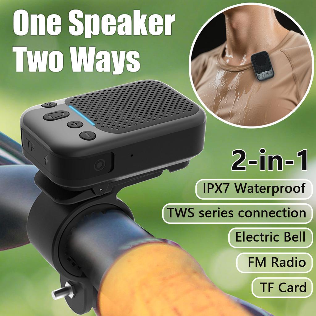 Bike Bluetooth Speakers Portable Dual Pairing FM Radio TF Card Support Wireless Collar-clip Speaker for Cycling Hiking Camping