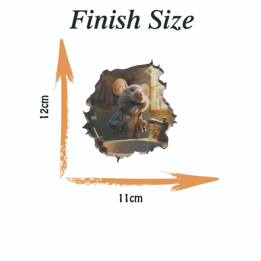 

Wall Stickers 3D Mouse Hole Window Wall Mirror Waterproof Accessoriesl Laptop Stairs Cabinet Door Cartoon Home Decoration Decal (as the picture,12x11CM)
