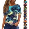 Top Pullover Casual Alla Moda da Donna a Manica Corta Stampato con Girocollo