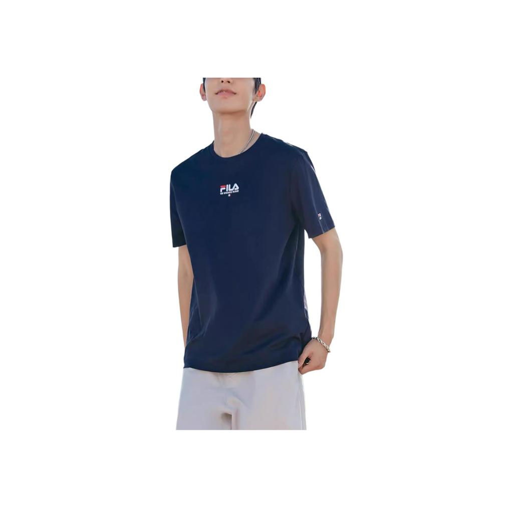 FILA Logo Sports Fashion Cotton Crew Neck Knit Short Sleeve T-Shirt Men T-Shirt Legendary-Blue F51M128198F