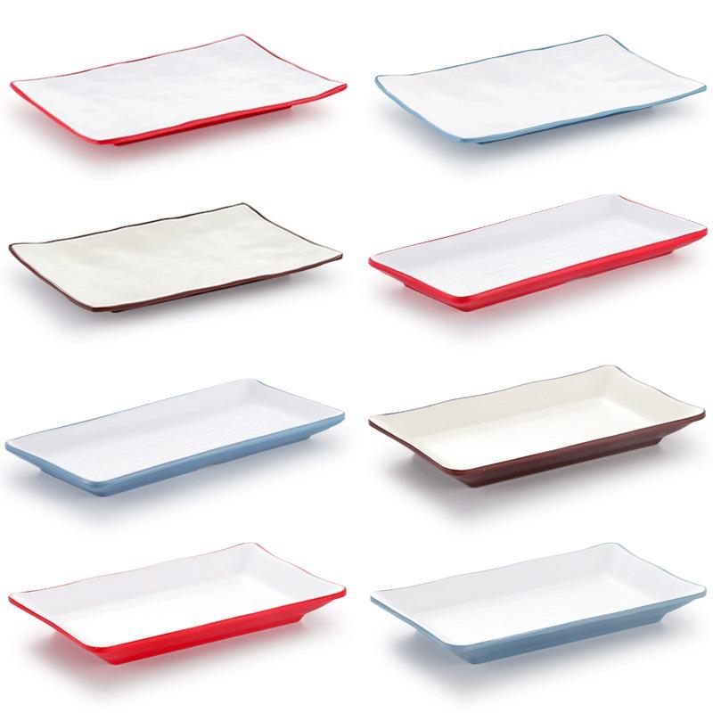 Melamine Rectangular Imitation Porcelain Plate for Hot Pot, Sushi, BBQ & Hotel Tableware.