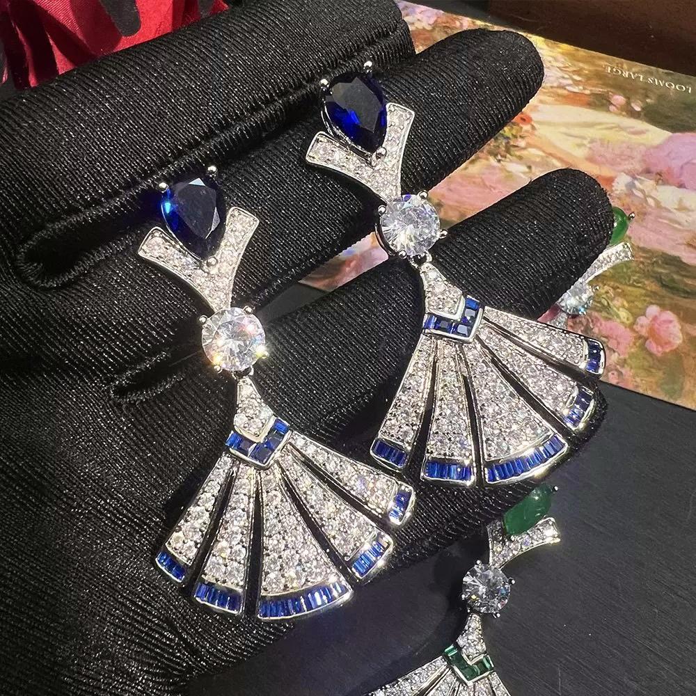 

Средневековые Винтажные Винтажные Серьги Новые Китайские Серьги-Веера с Цирконом Элегантные Темпераментные Серьги-Пусеты Женщины