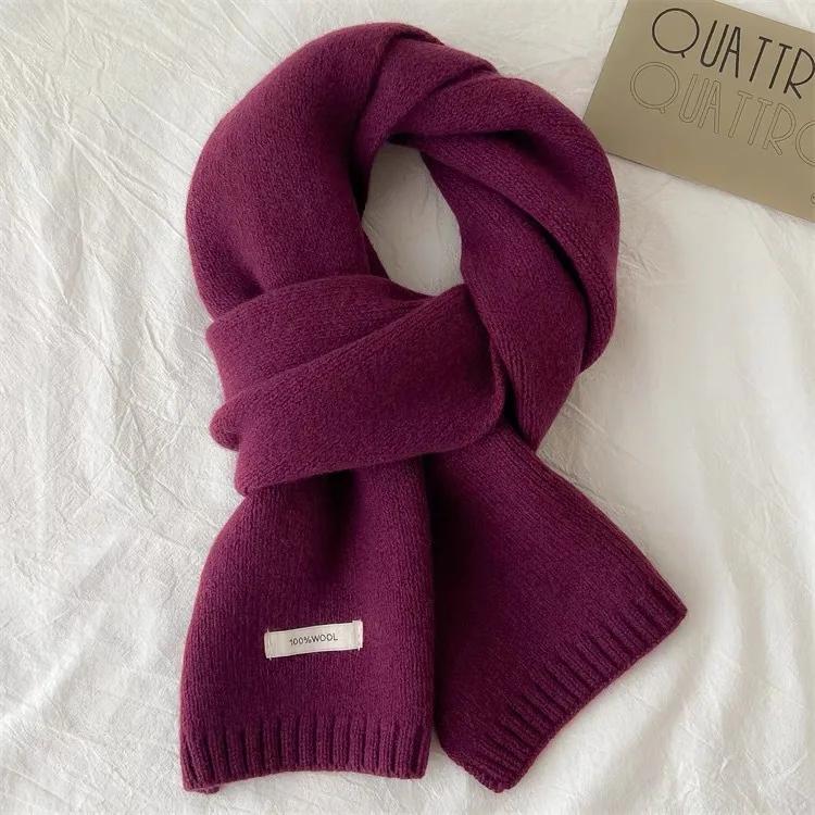 Écharpe en Laine de Haute Qualité pour Femmes Laine Pure Design Simple Écharpe pour Hommes Hiver Polyvalente Châle Uni Étudiant Couple Châle Chaud 160-20cm gray